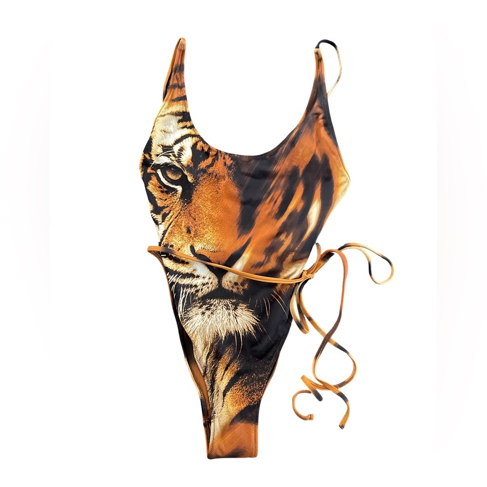 Roberto Cavalli Skims Tiger Face Swimsuit, Size M